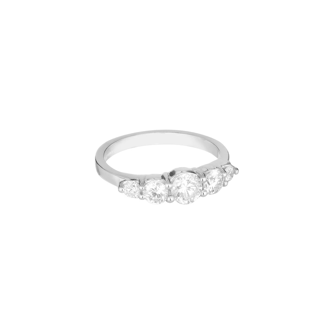 Aligned, 5-stone 1,15ct Ring, White/White