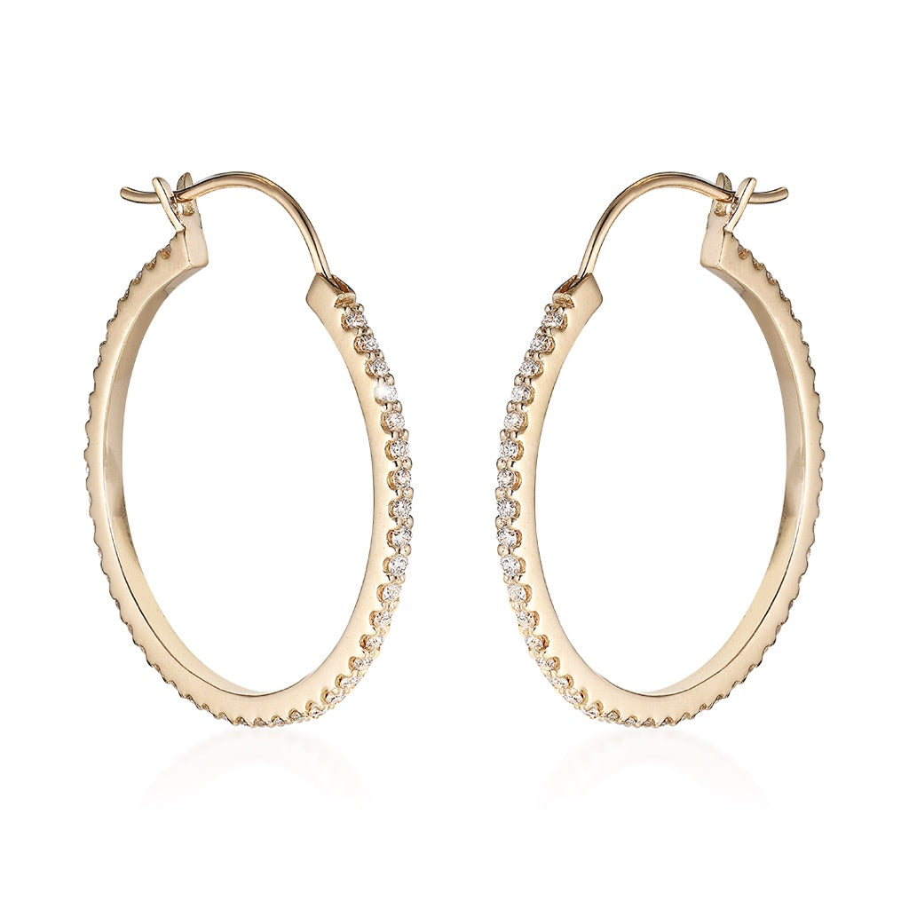DIAMONDS, Medium Hoops 25mm, Gold