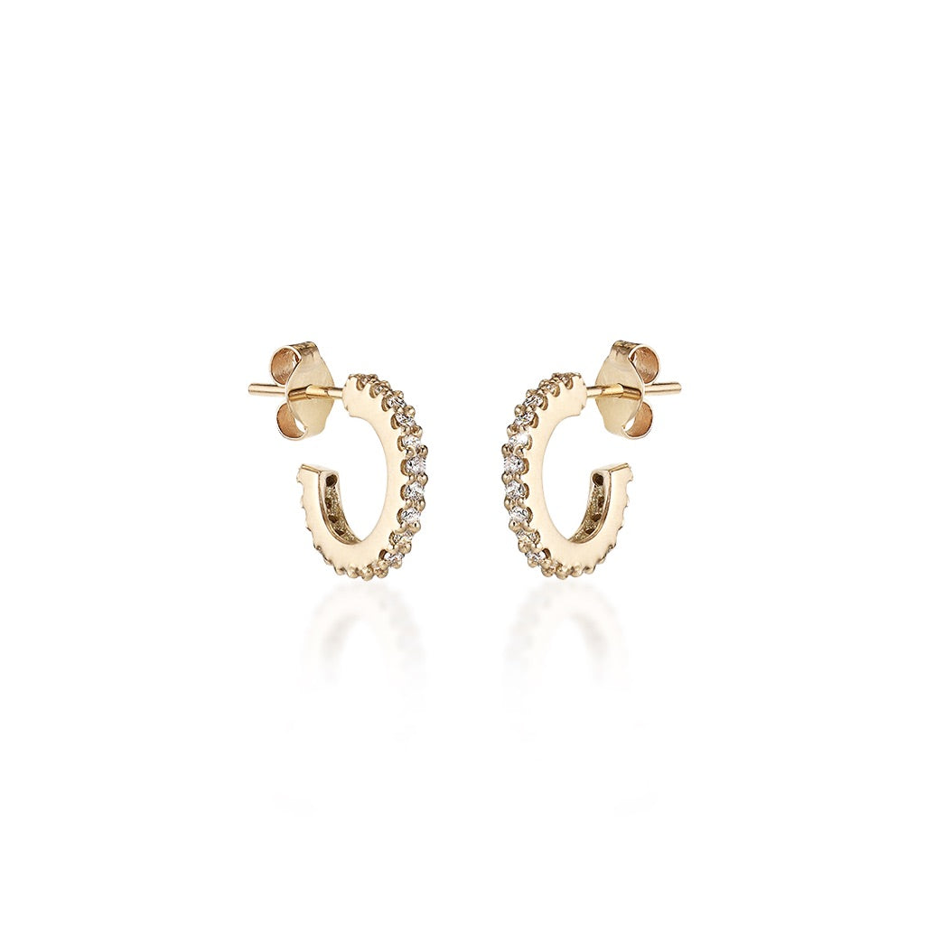 DIAMONDS, Miniature Chunky hoops 12mm, Gold/White