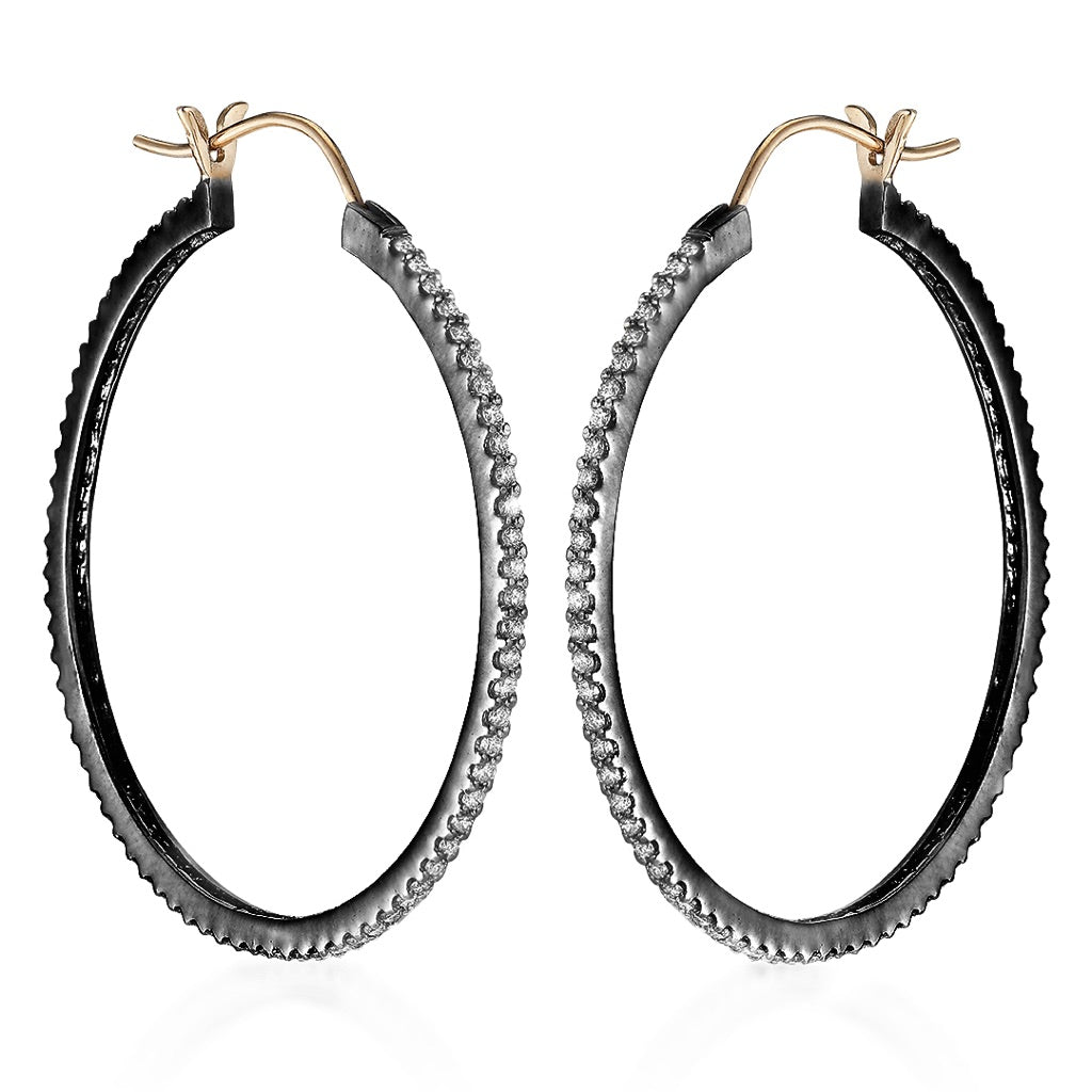 DIAMONDS, Large Hoops 40mm, Dark/gold