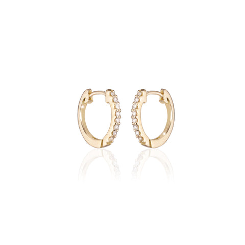 ALIGNED, EVEN oval huggies 12mm 0,20ct, Gold/White