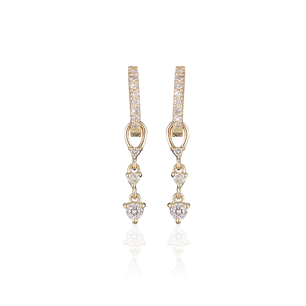 ALIGNED, EVEN oval huggies 12mm 0,20ct, Gold/White