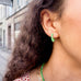 SANTORINI, Perissa Small Bead Hoops, Green/Silver