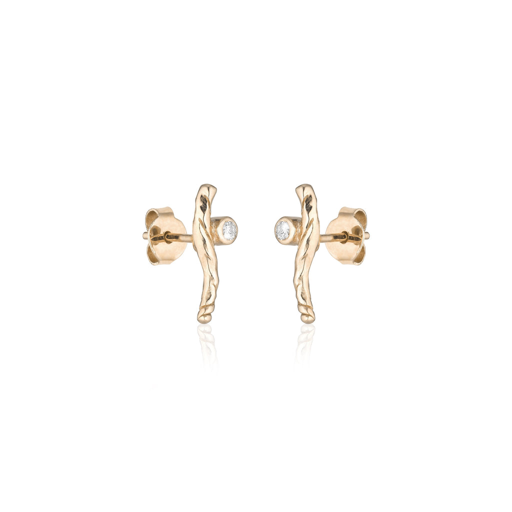 KALAHARI, Lily diamond stud , Gold/White
