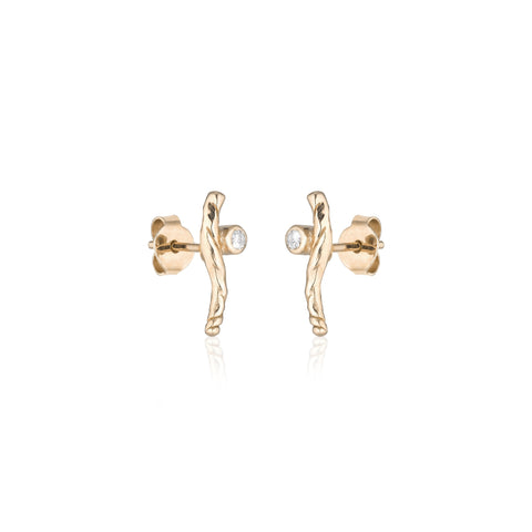 KALAHARI, Lily diamond stud , Gold/White