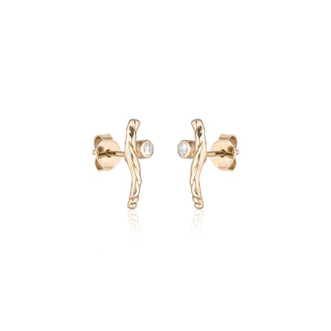 KALAHARI, Lily diamond stud , Gold/White