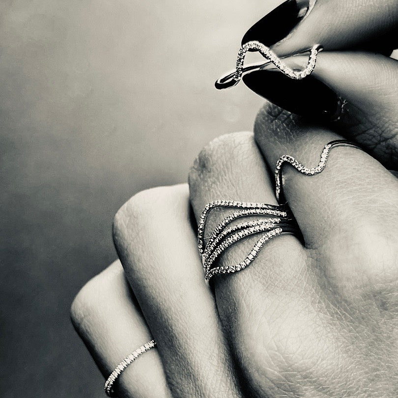 MARIN, DB-Wave diamond ring, White/White