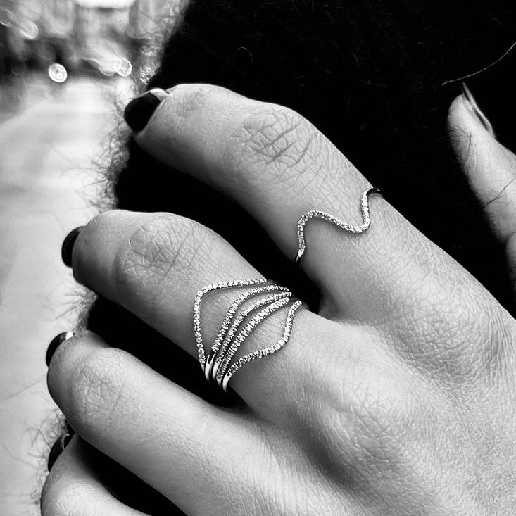 MARIN, DB-Wave diamond ring, White/White