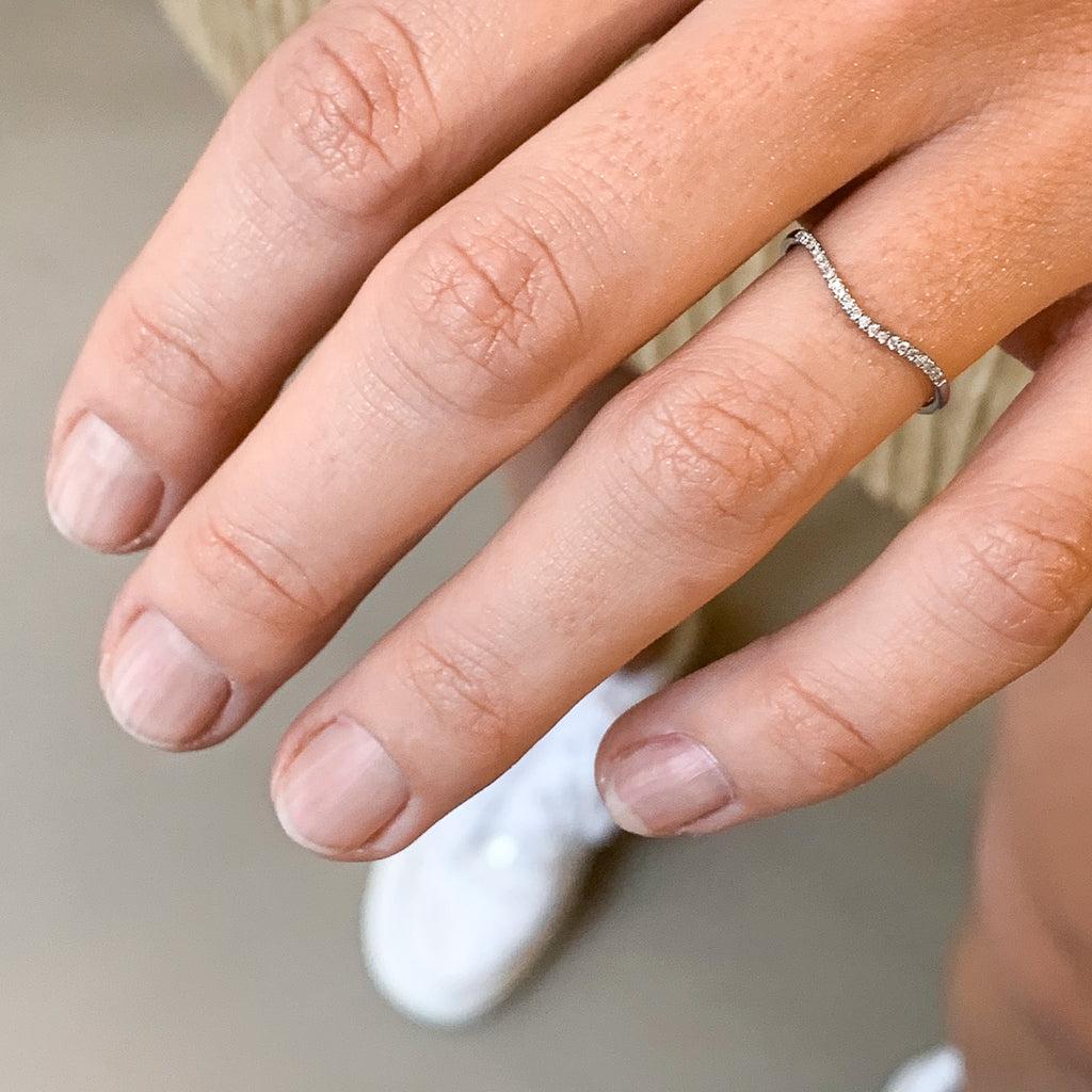 MARIN, Wave diamond ring, White/White