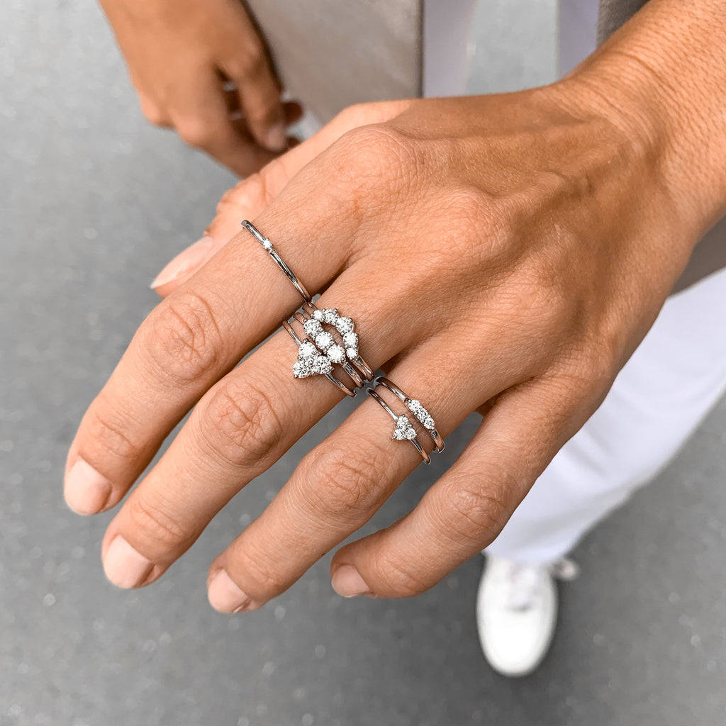 OLYMPIA, Poseidon Arc Ring 0,32ct, White/White