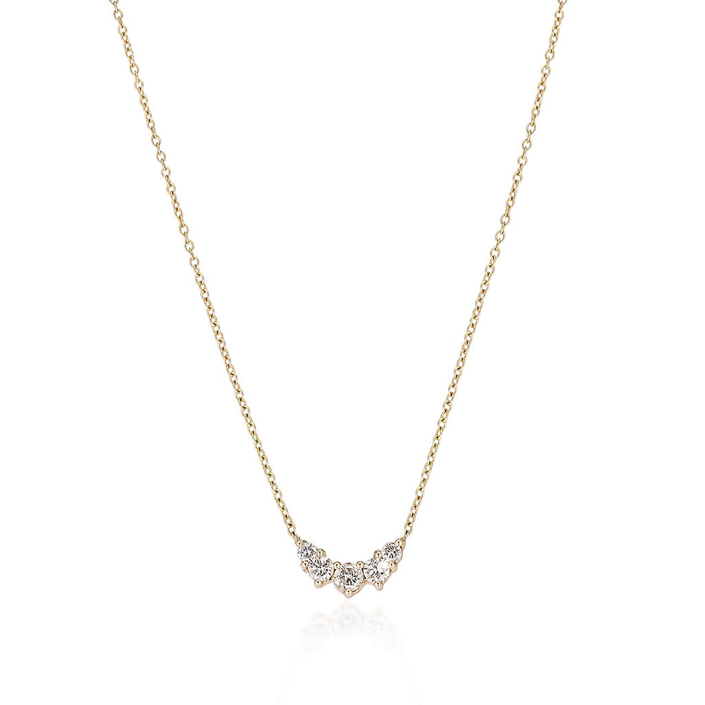 OLYMPIA, Poseidon Arch Necklace 0,32ct, Gold/White