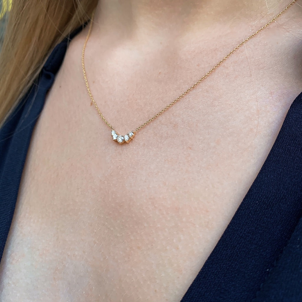 OLYMPIA, Poseidon Arch Necklace 0,32ct, Gold/White