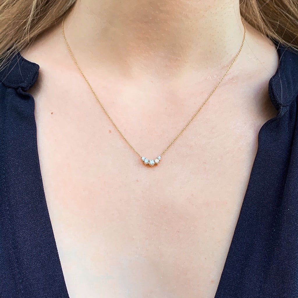 OLYMPIA, Poseidon Arch Necklace 0,32ct, Gold/White