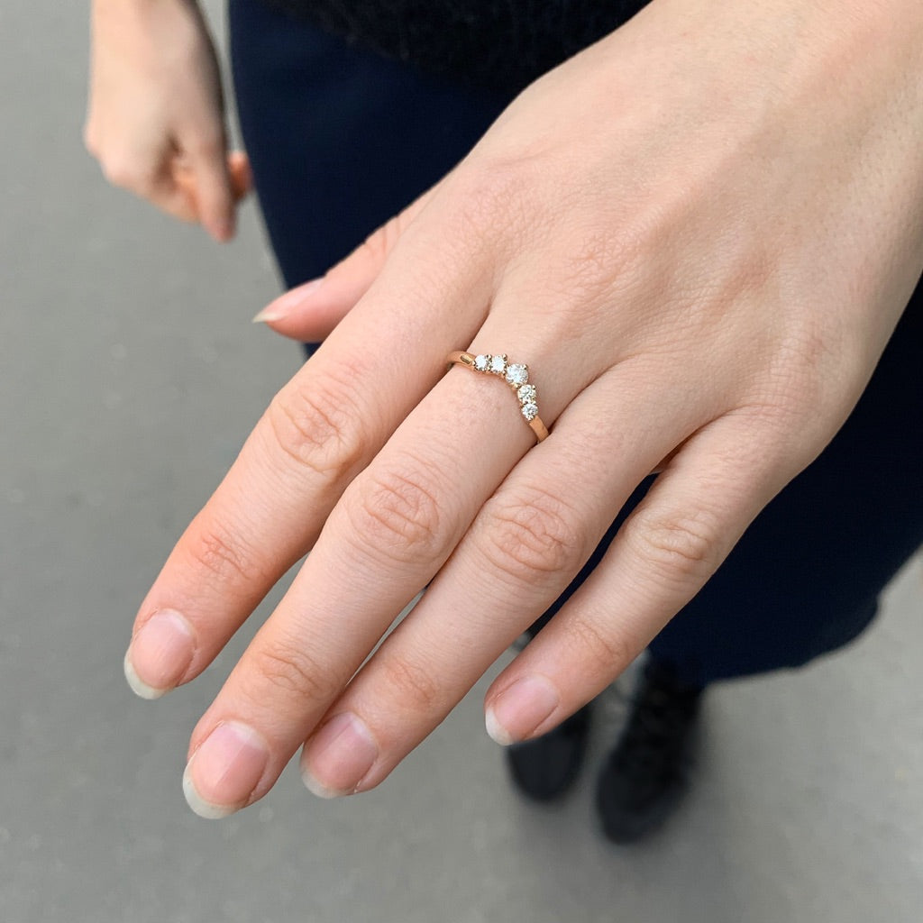 OLYMPIA, Poseidon Arc Ring 0,32ct, Gold/White