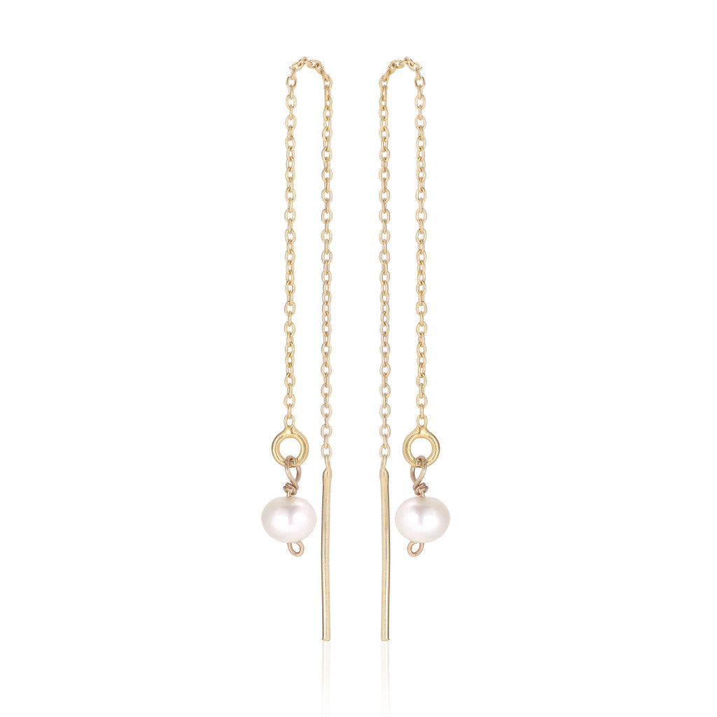 OYSTER, Tiny Grit dangles, gold/white