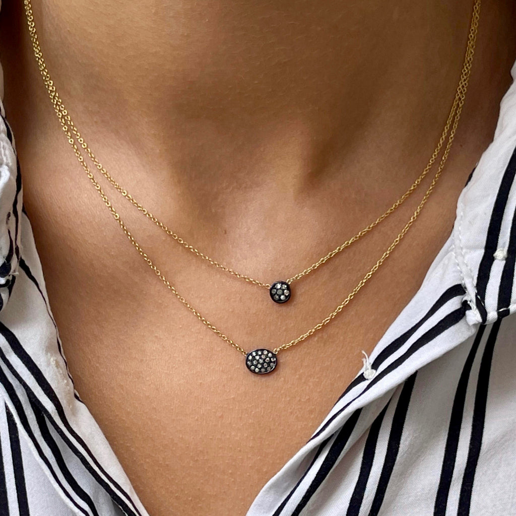 CIRCLE LINE, Tiny Circle Necklace, Mix/Dark