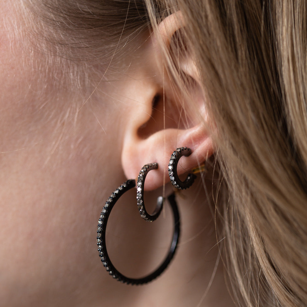 DIAMONDS, Medium Hoops 30mm, Dark/gold