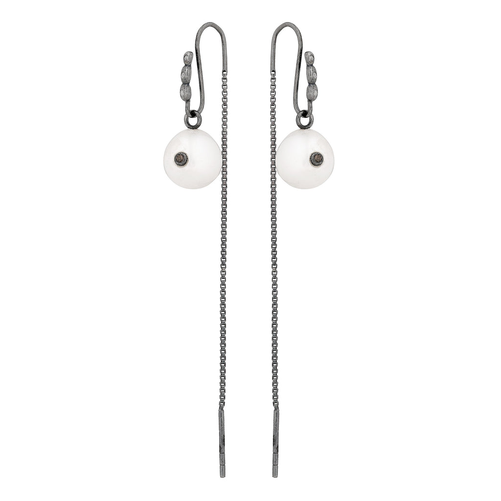 OYSTER, Pearl Dangles, white pearl/topaz, Dark
