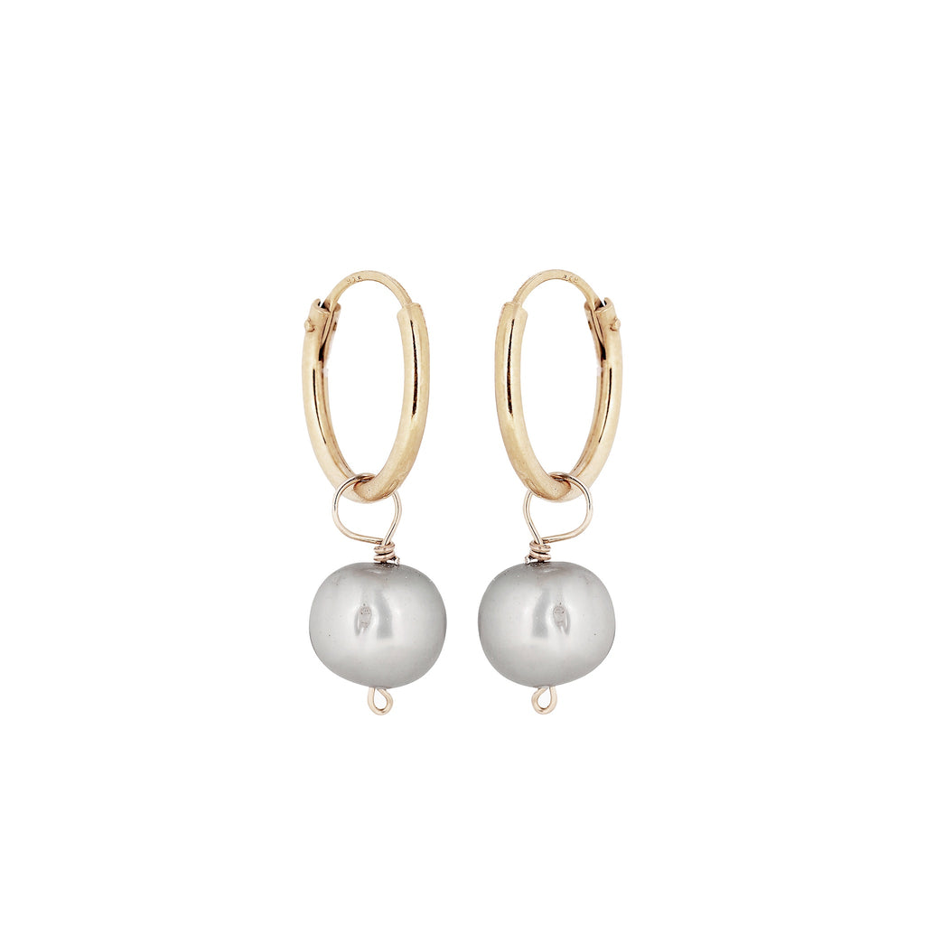 DROPS DELIGHT, Mini hoop 15mm, Gray pearl/Gold