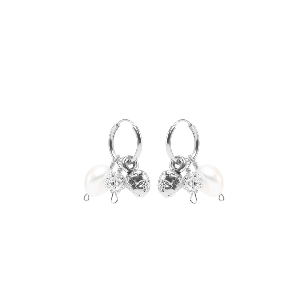 VINTAGE, Angel Pearl Hoops, Silver