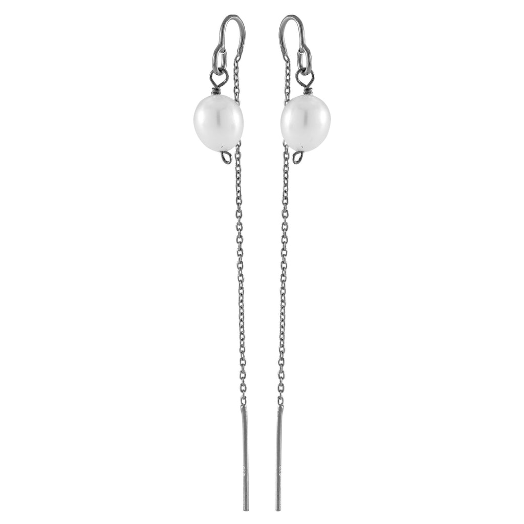 DROPS DELIGHT, Pearl plain dangles, white/dark