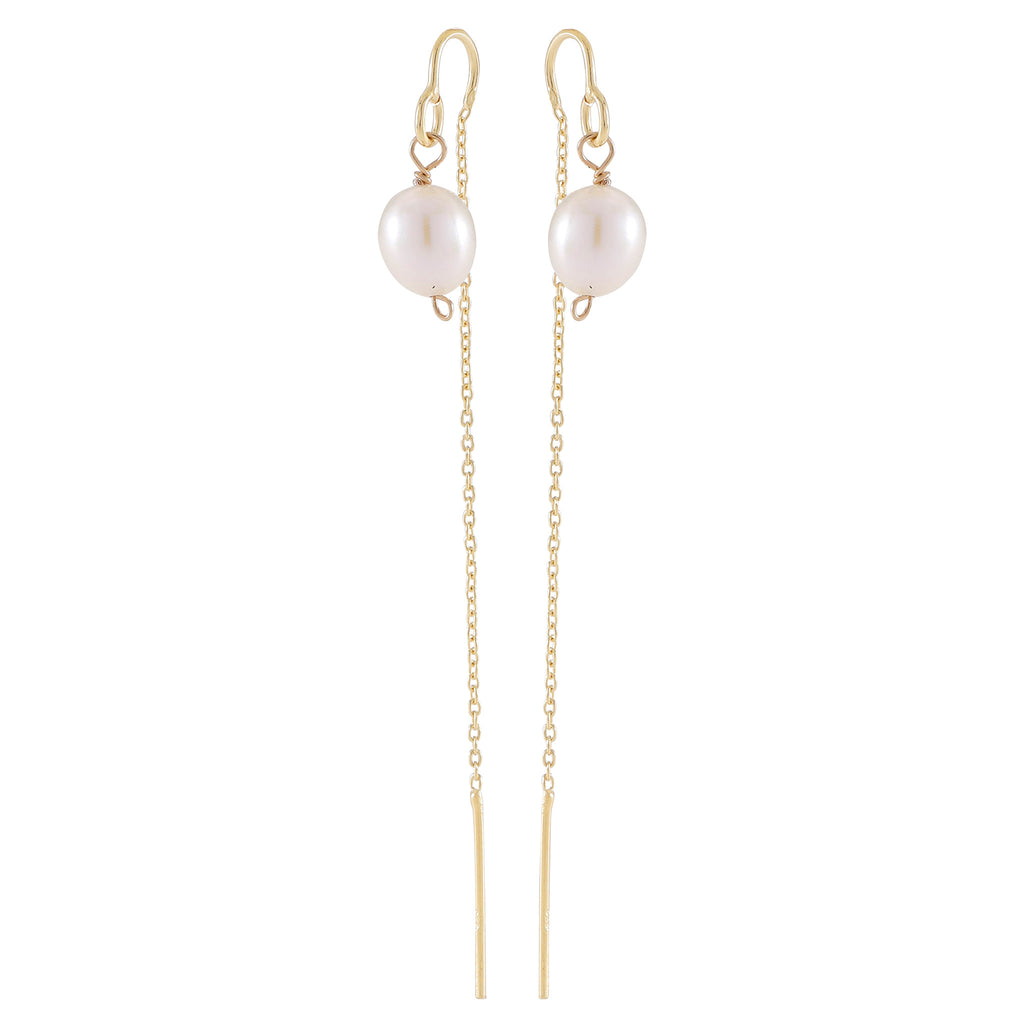 DROPS DELIGHT, Pearl plain Dangles, White/Gold