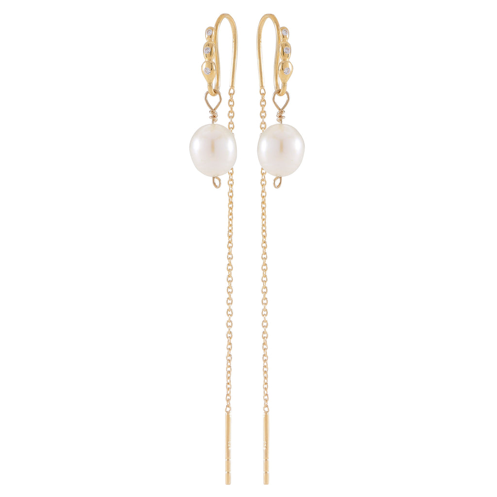 DROPS DELIGHT, Pearl Dangles, white pearl/topaz, gold