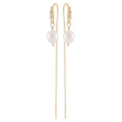 DROPS DELIGHT, Pearl Dangles, white pearl/topaz, gold