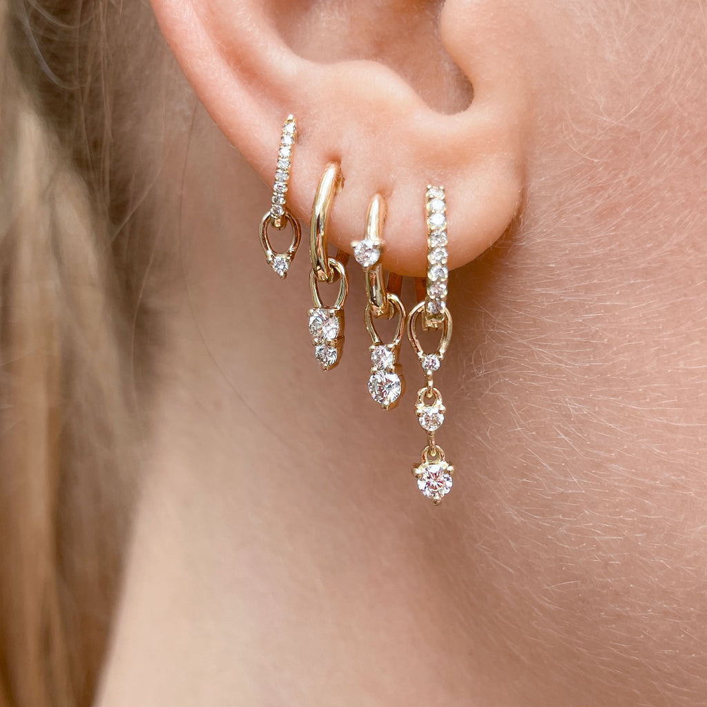 ALIGNED, EVEN oval huggies 12mm 0,20ct, Gold/White