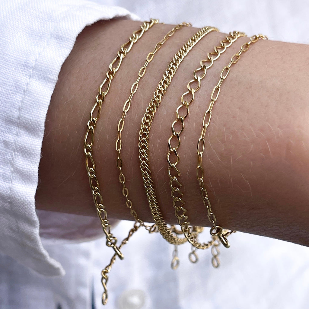 BASIC, Saône Mini-Link Bracelet, Gold 9k