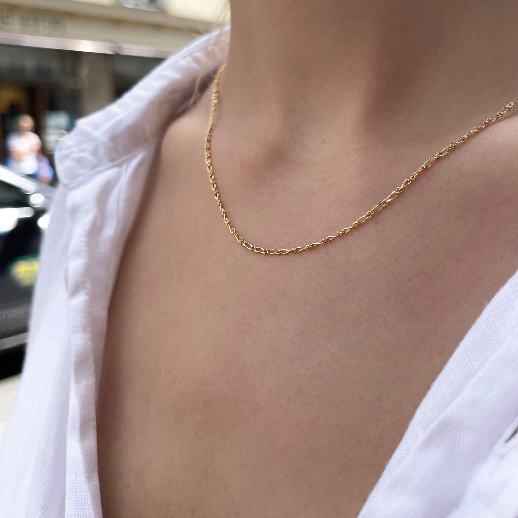 BASIC, Adour small Decorated Necklace, Gold 9k