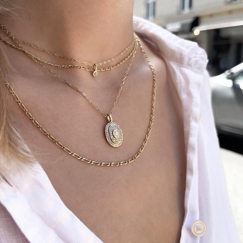 BASIC, Adour small Decorated Necklace, Gold 9k