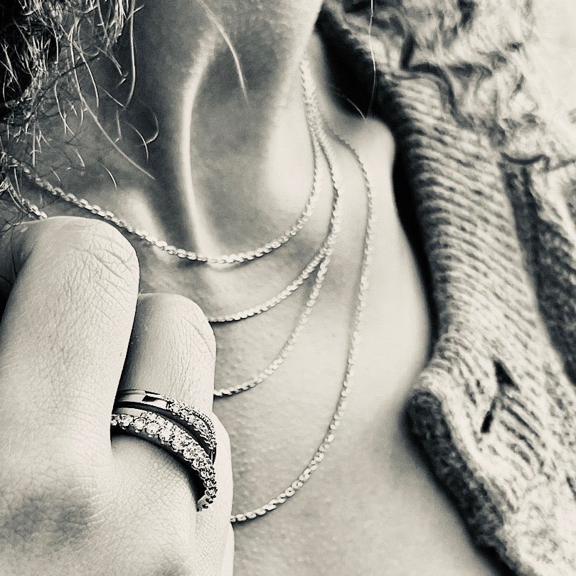 BASIC, Facetted Necklace, White Gold 18k