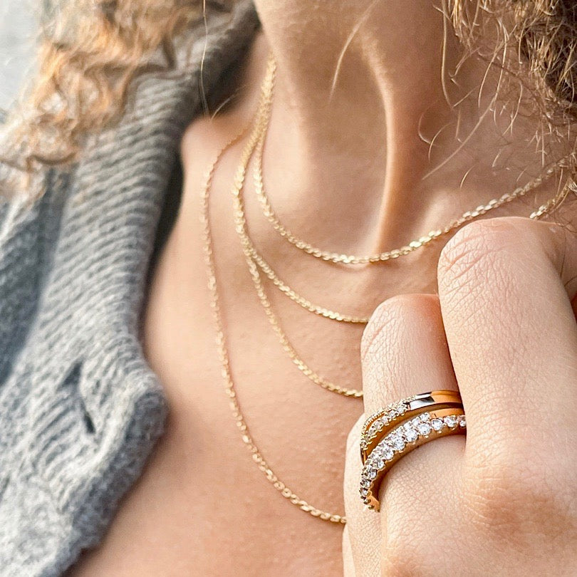 BASIC, Facetted Necklace, Gold 18k