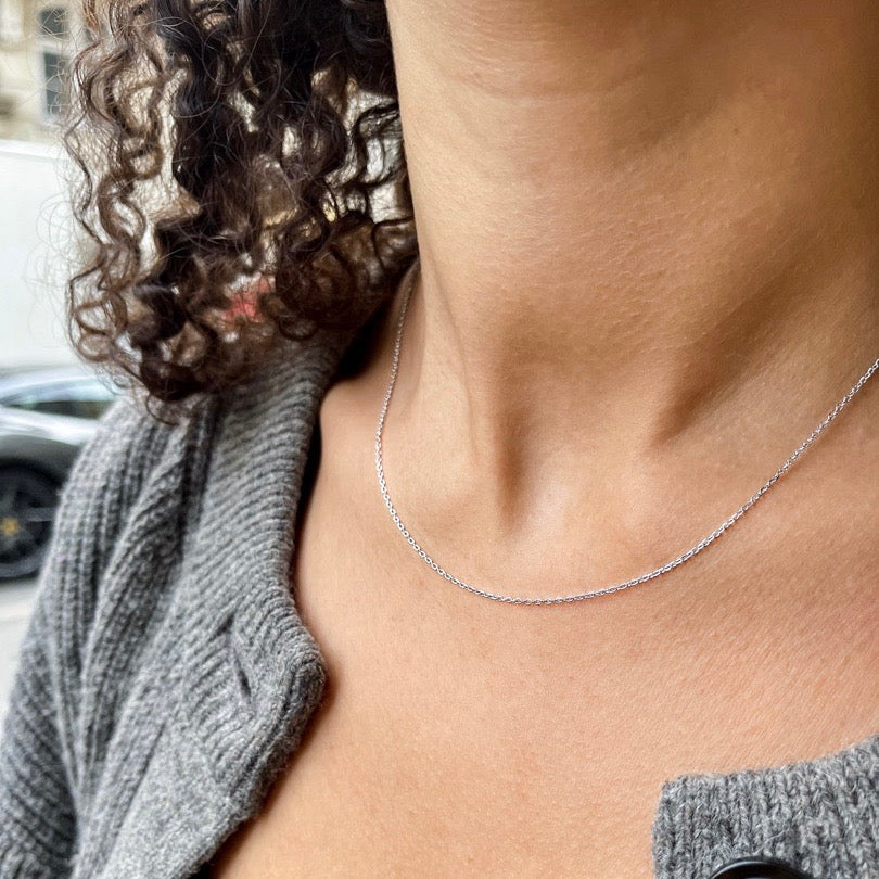 BASIC, Facetted Necklace, White Gold 18k
