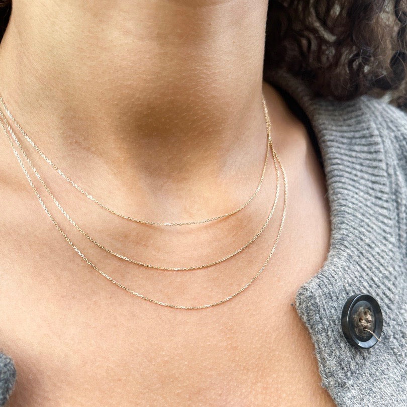 BASIC, Facetted Delicate Necklace, Gold 18k