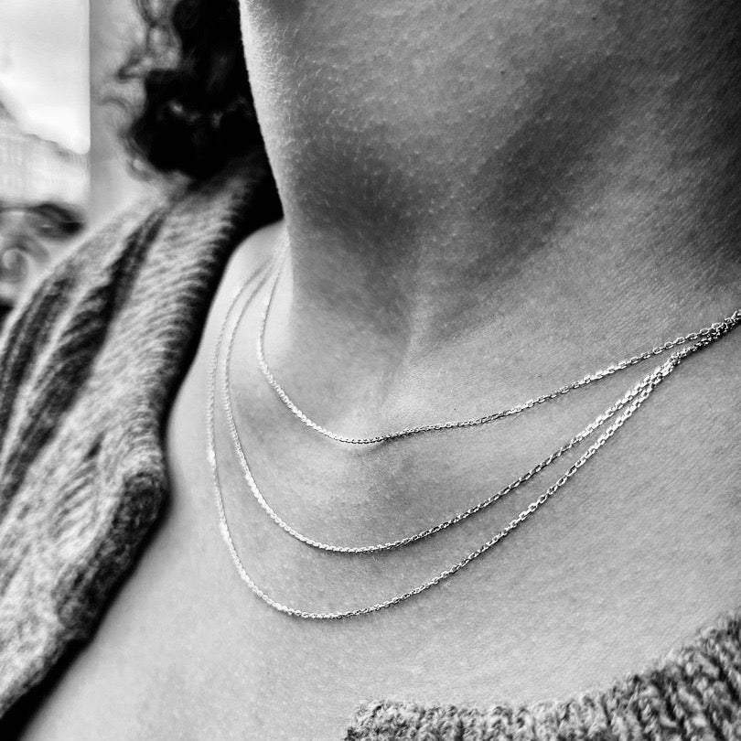 BASIC, Facetted Necklace, White Gold 18k