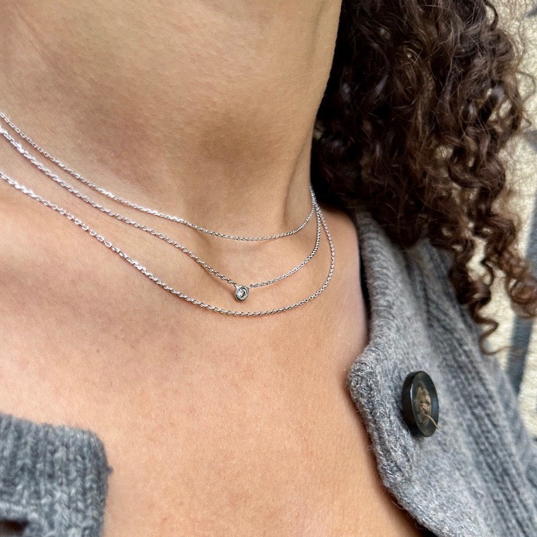 BASIC, Facetted Necklace, White Gold 18k
