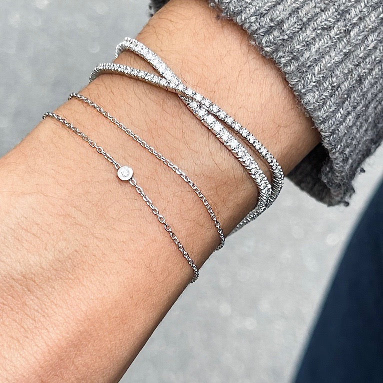 BASIC, Facetted Bracelet, White Gold 18k