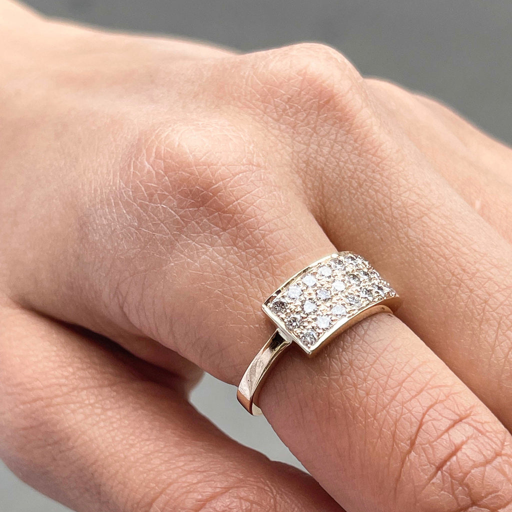 BOSTON, Chunky Fold-Over Ring, Gold/White