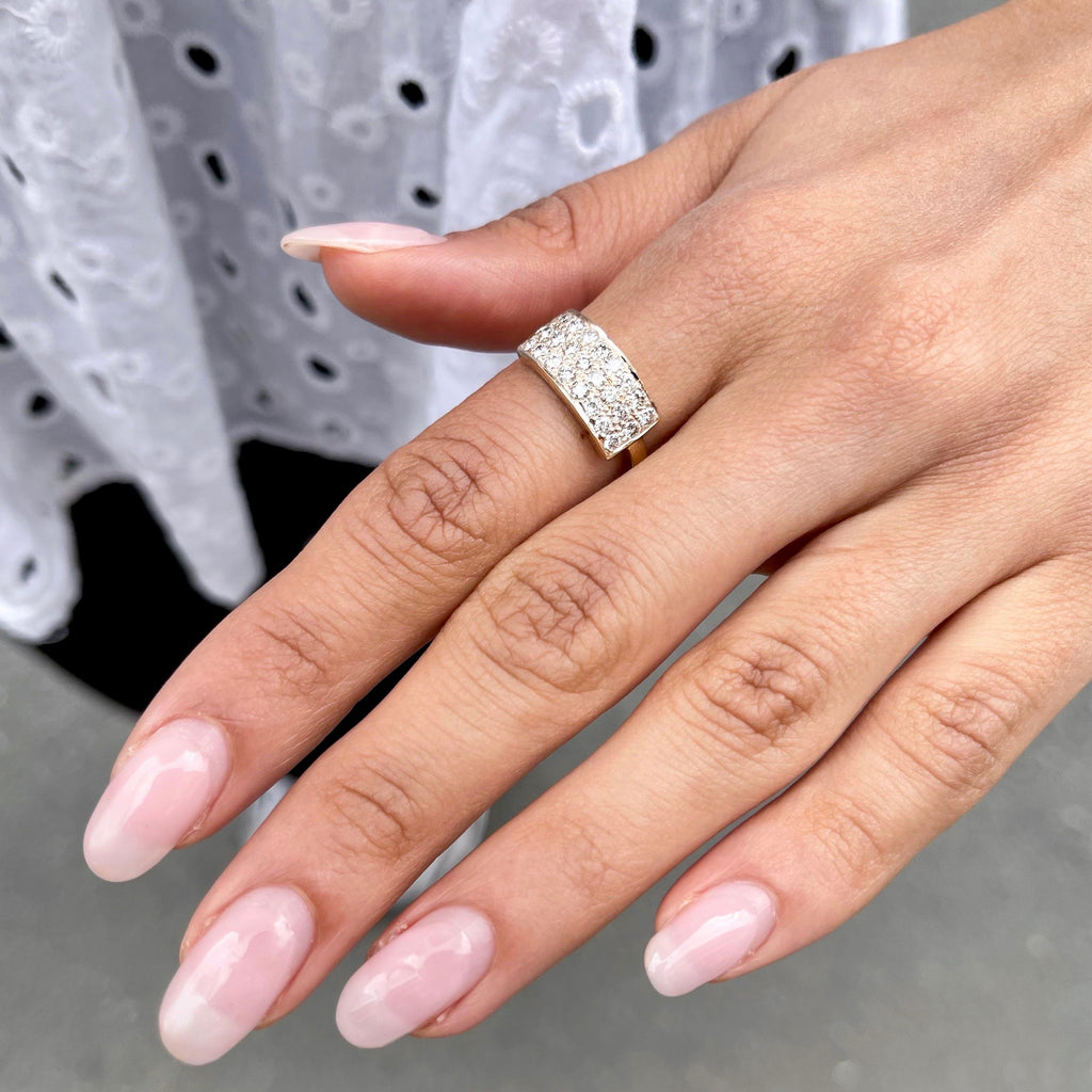 BOSTON, Chunky Fold-Over Ring, Gold/White