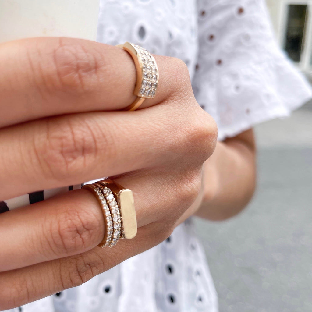 BOSTON, Chunky Fold-Over Ring, Gold/White