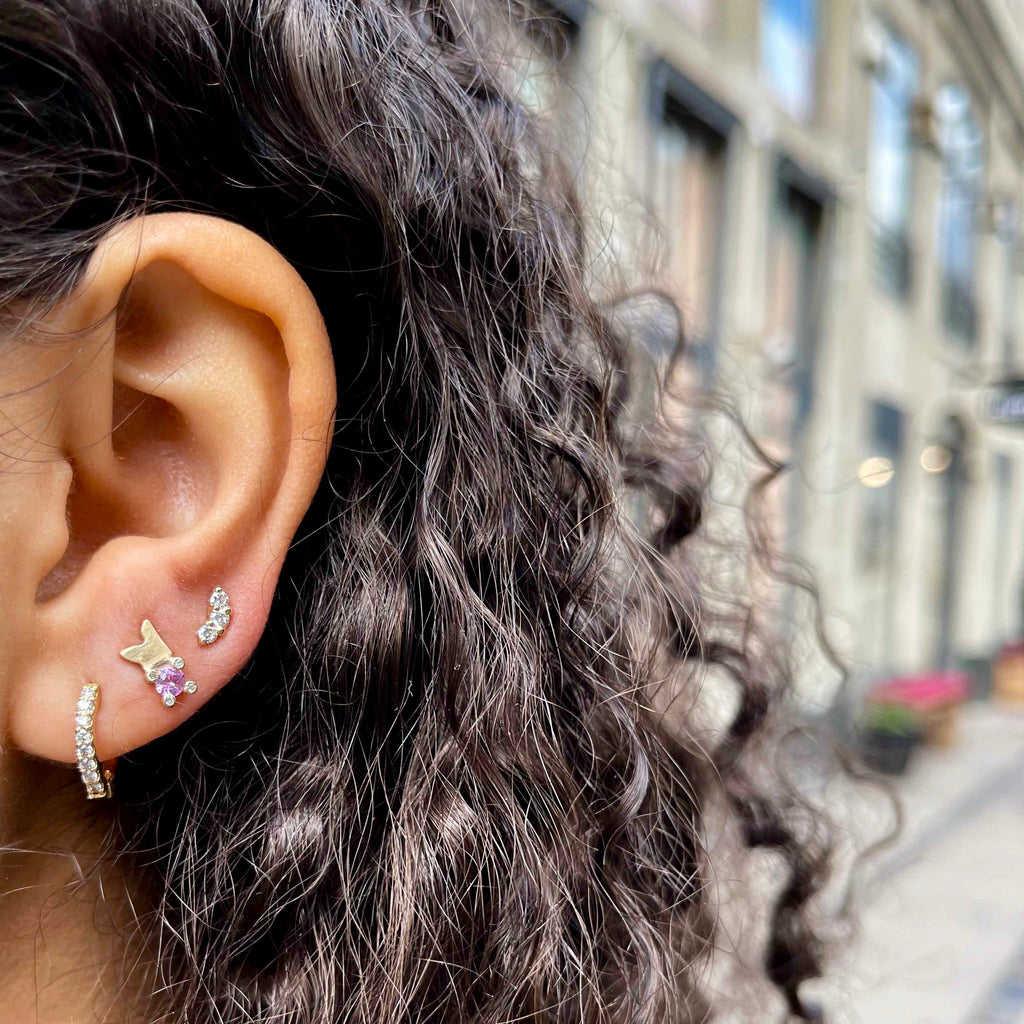 Paris, Deux Magots Studs, Gold/Pink/White