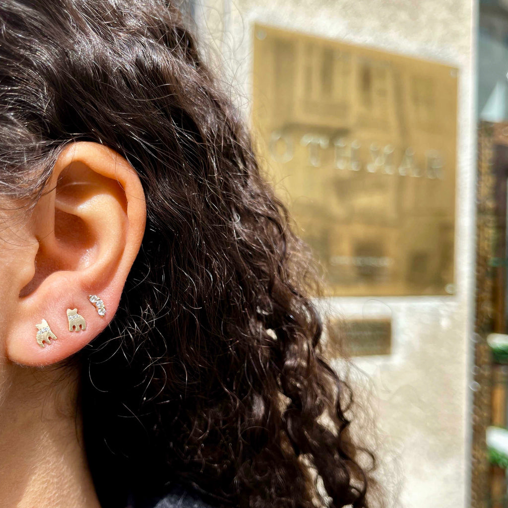 Paris, Paix Studs, Gold/White