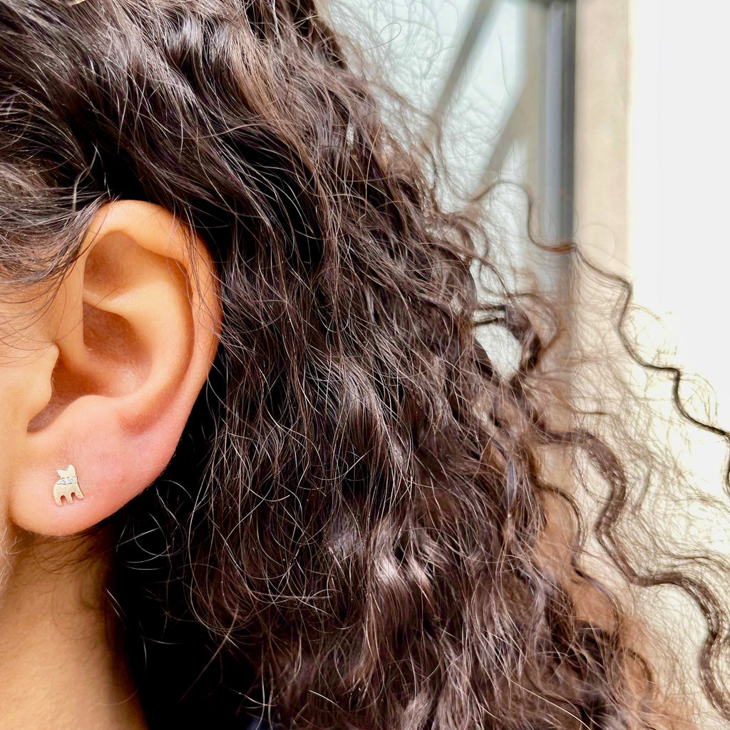 Paris, Paix Studs, Gold/White