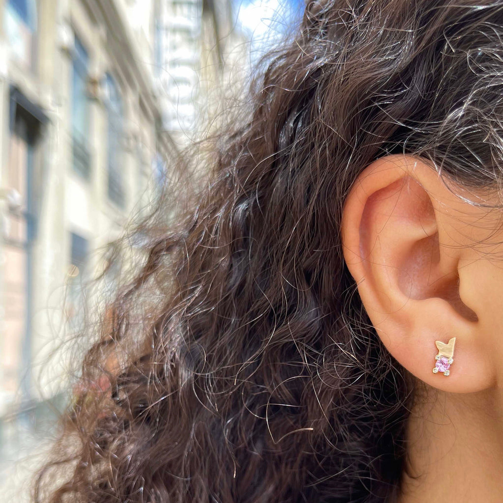 Paris, Deux Magots Studs, Gold/Pink/White