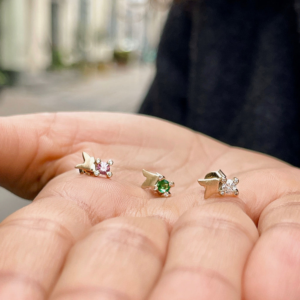 Paris, Deux Magots Studs, Gold/Pink/White