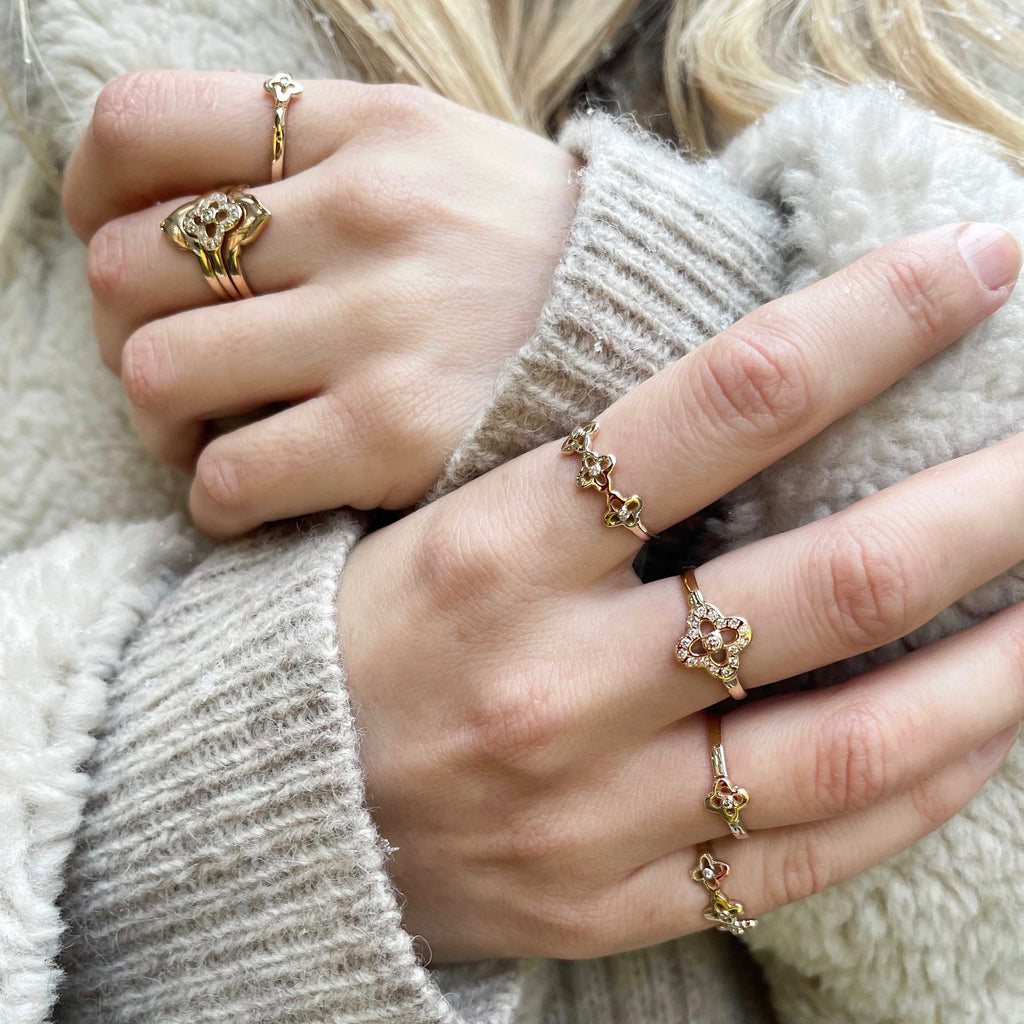 CLOVER CPH, Tripple Lucky Ring, Gold