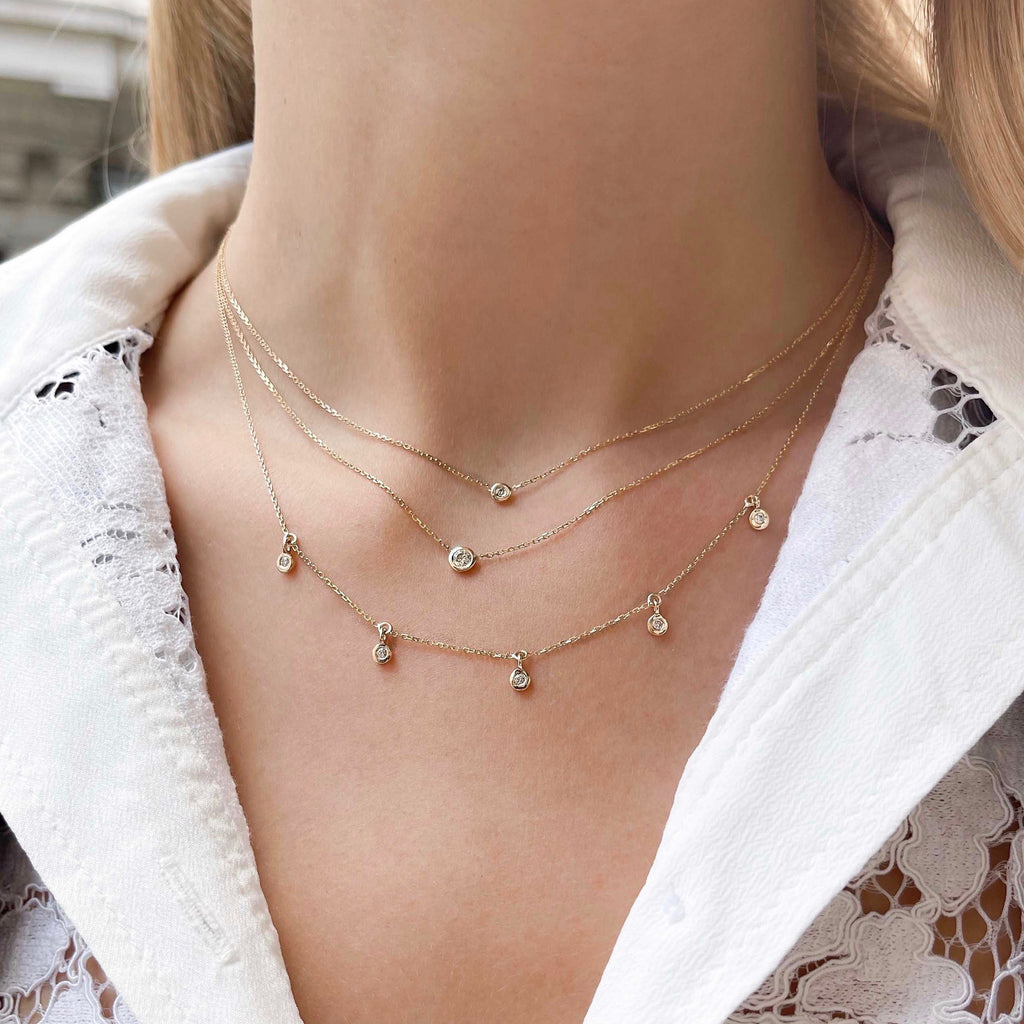 RIO, Move Necklace, Gold/WhiteDiamonds