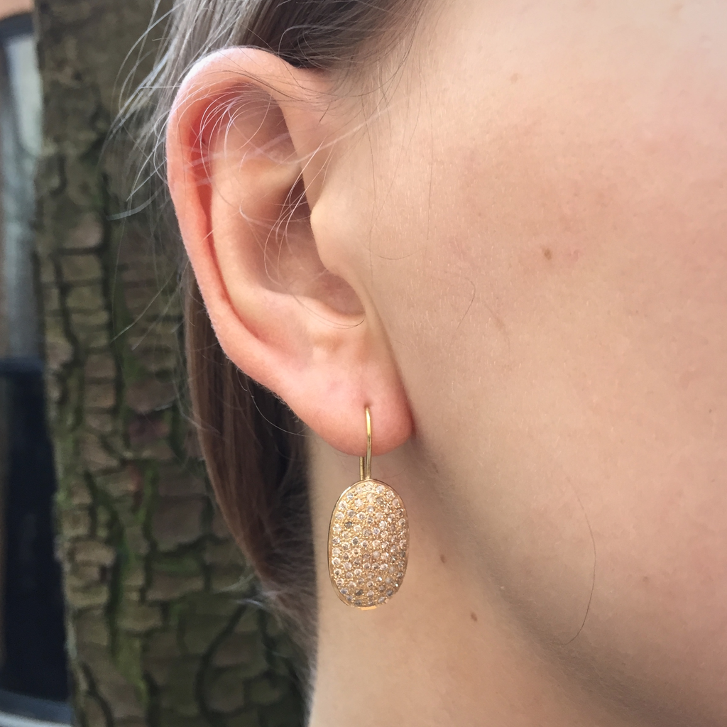 SUPER ELLIPSE, Large Earring, Gold/White